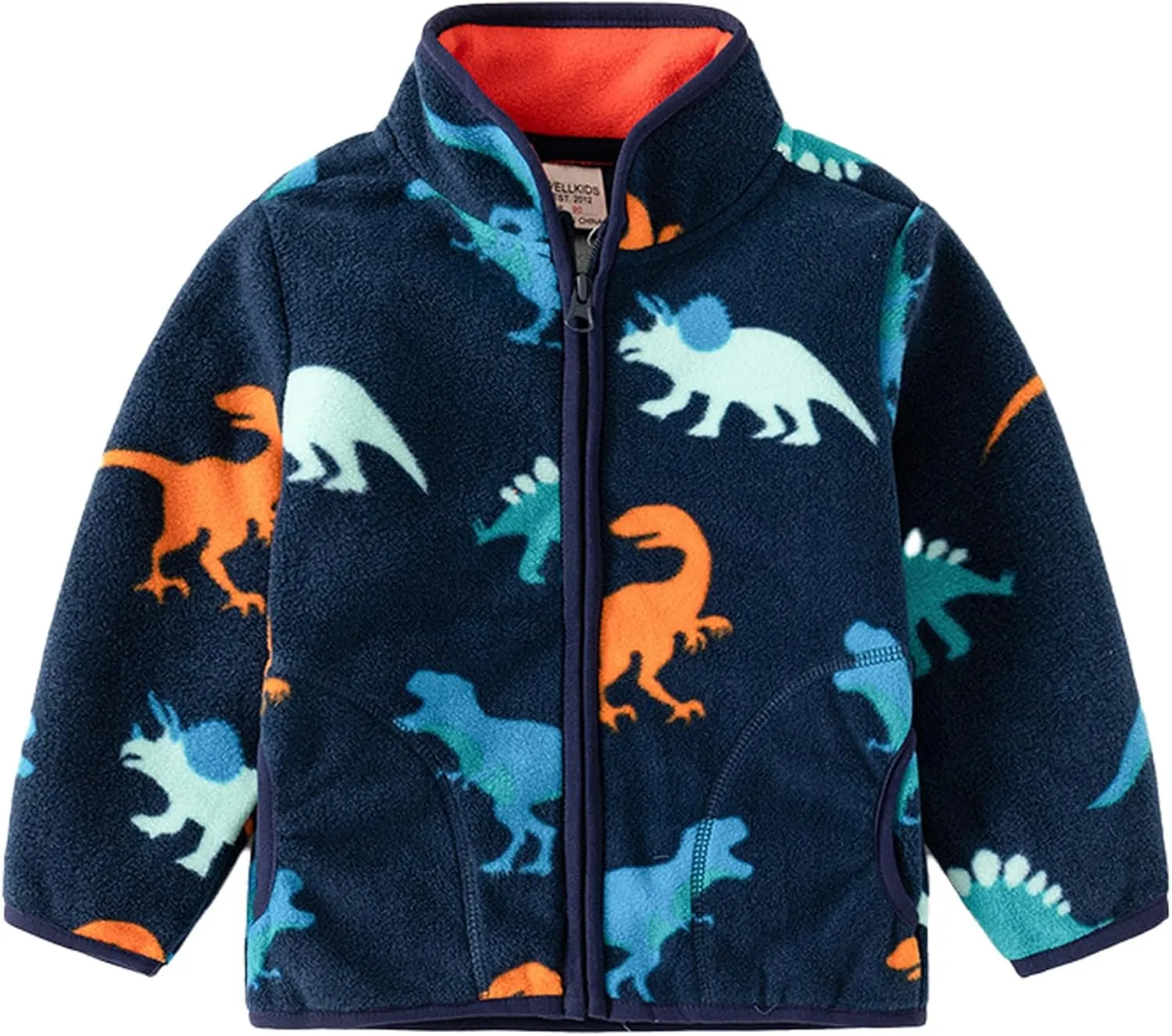 Toddler Boys Fleece Jacket Spring Fall Lightweight Coat Printed Full Zipper Outerwear