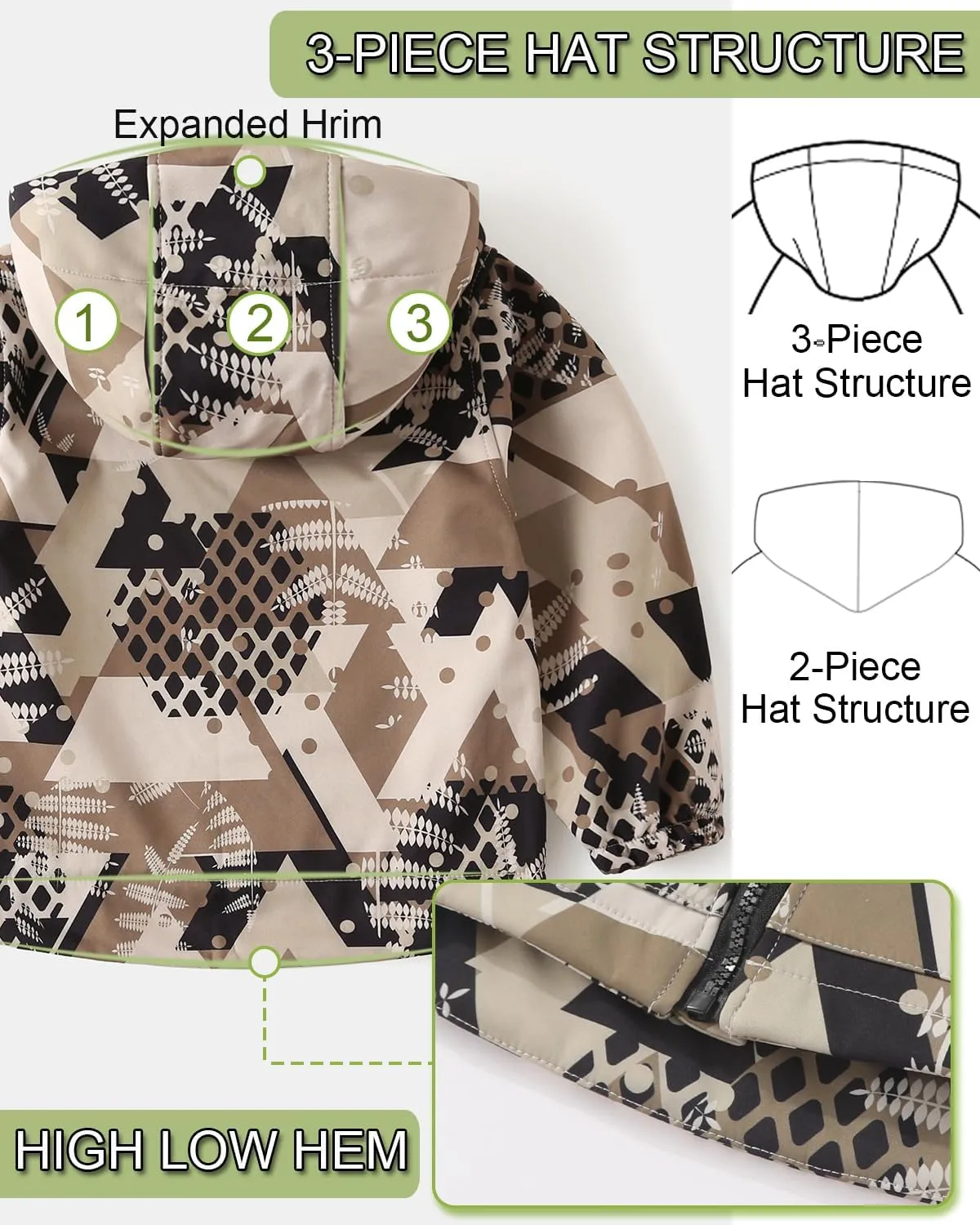Toddler Boys Girls Fleece Lined Jacket Zip Up Hoodie, Camouflage Outerwear Windbreaker Spring Fall Jackets for Kids