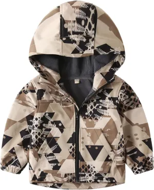 Toddler Boys Girls Fleece Lined Jacket Zip Up Hoodie, Camouflage Outerwear Windbreaker Spring Fall Jackets for Kids
