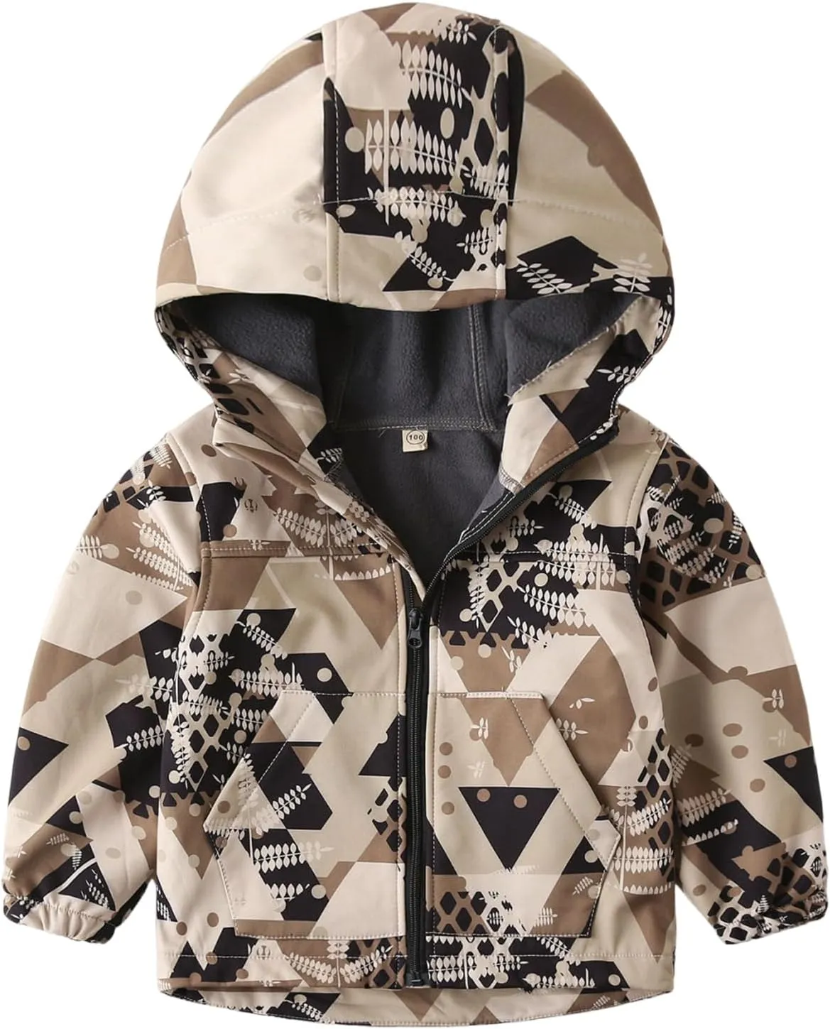 Toddler Boys Girls Fleece Lined Jacket Zip Up Hoodie, Camouflage Outerwear Windbreaker Spring Fall Jackets for Kids