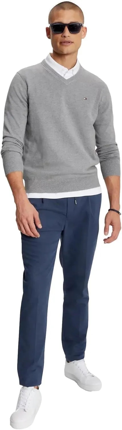 TOMMY HILFIGER Men's Iconic Cotton V-Neck Pullover Sweater 2025 Collection