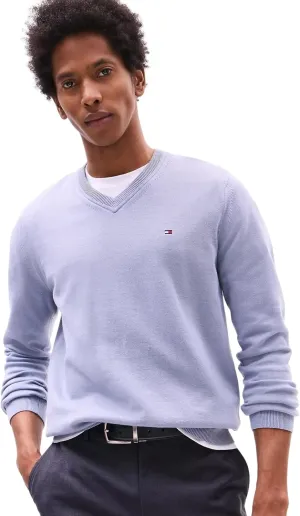TOMMY HILFIGER Men's Iconic Cotton V-Neck Pullover Sweater 2025 Collection