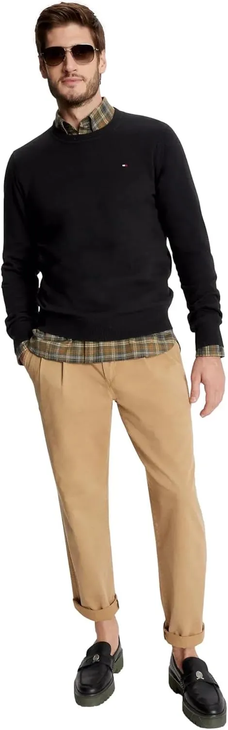 TOMMY HILFIGER Men's Signature Solid Crewneck Pullover Sweater 2025 Collection