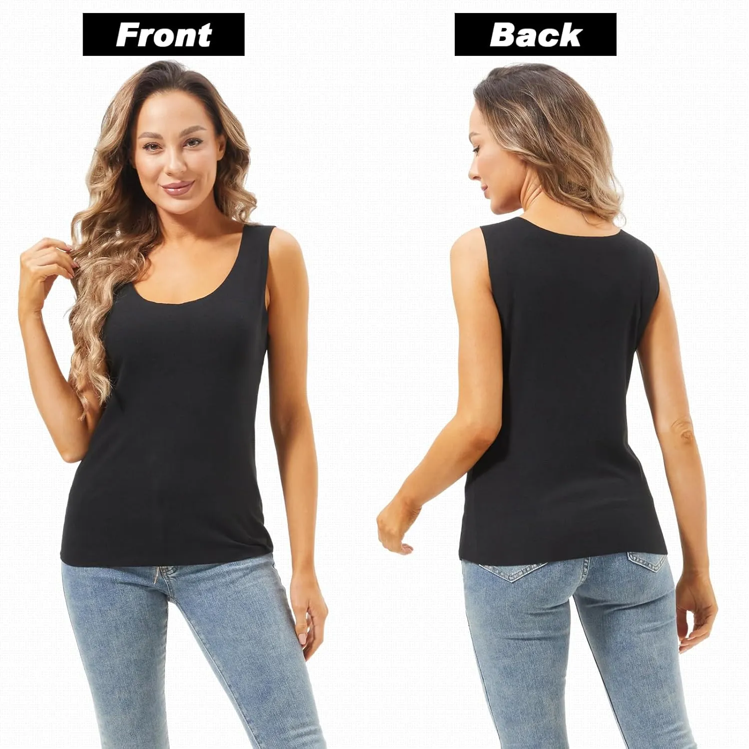 Toulite 4 Pcs Thermal Tank Tops Women Underwear Tops Sleeveless Undershirt for Women Cotton Camisole Warm Base Layer