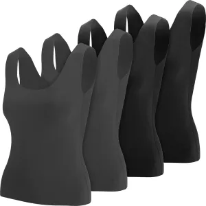 Toulite 4 Pcs Thermal Tank Tops Women Underwear Tops Sleeveless Undershirt for Women Cotton Camisole Warm Base Layer