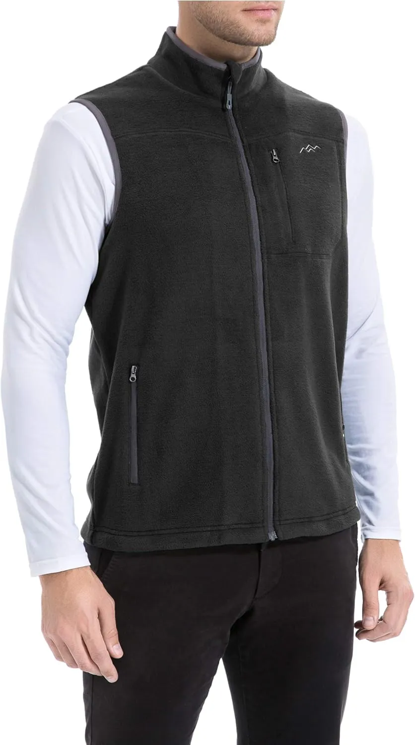 TRAILSIDE SUPPLY CO. Men's Full-Zip Polar Fleece Vest Lightweight Sleeveless Jacket