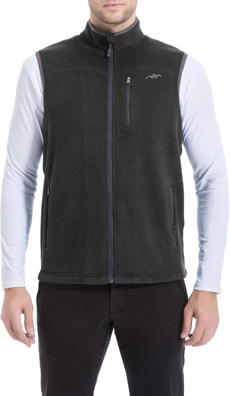 TRAILSIDE SUPPLY CO. Men's Full-Zip Polar Fleece Vest Lightweight Sleeveless Jacket