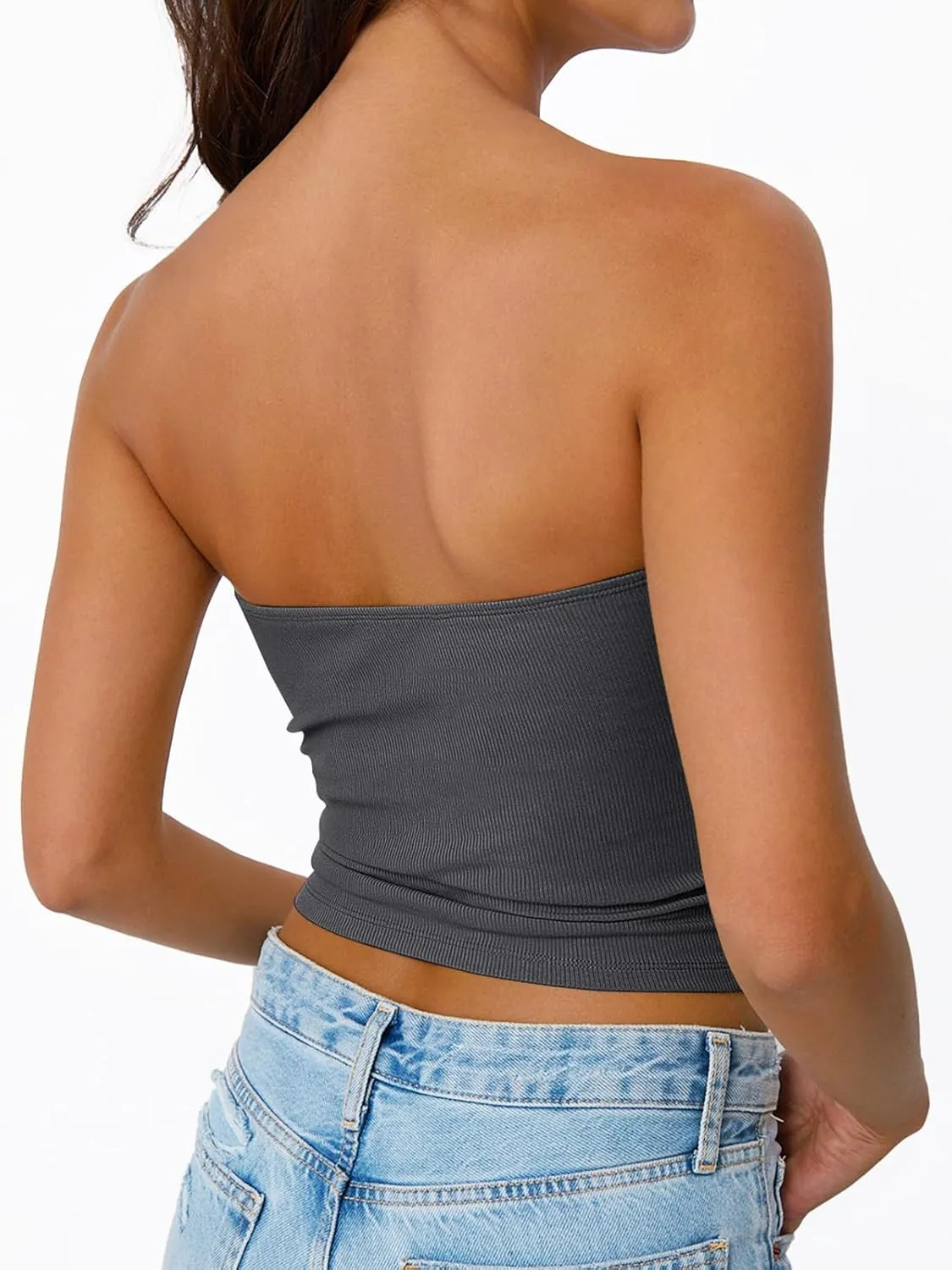 Trendy Queen Tube Tops for Women 2025 Summer Going Out Crop Ribbed Tank Bandeau Sexy Fashion Y2k Spring Sleeveless Bra