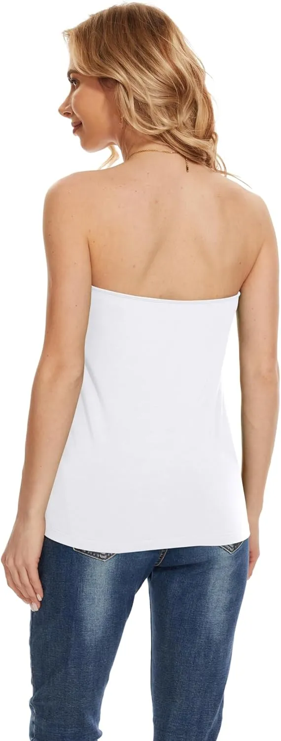 Tube Tops with Built in Bra Cotton Strapless Camisoles for Women Sexy Bandeau Summer Backless