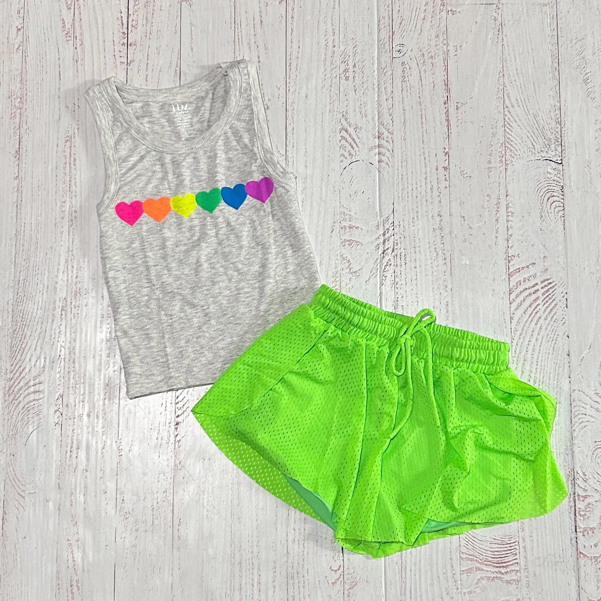 Tween Bottoms | Mesh Shorts - Neon Green | Flowers by Zoe