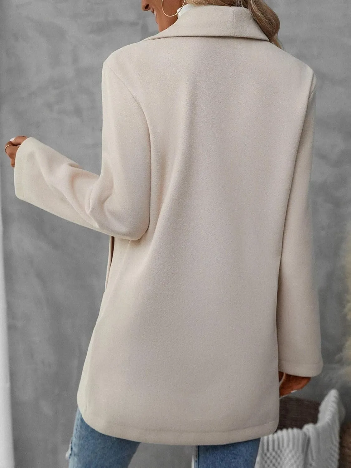utcoco Womens Lapel Elegant Trench Coat Buttoned Work Blazer Fall Winter Jacket Outerwear