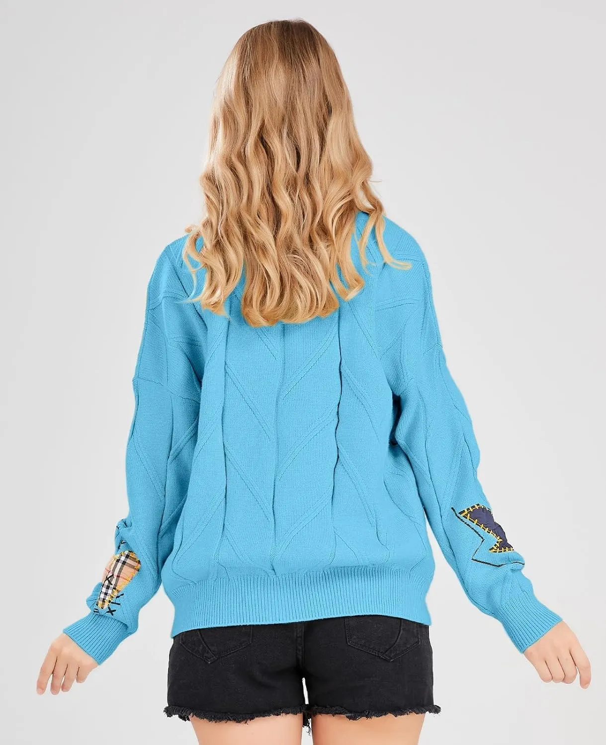 utcoco Womens Open Front Cardigan Cable Knit Long Sleeve Button Down Embroidery Cardigan Sweaters