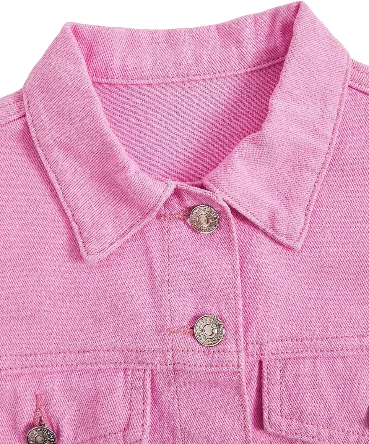 Verdusa Girl's Raw Hem Long Sleeve Single Breasted Crop Denim Jacket Outerwear