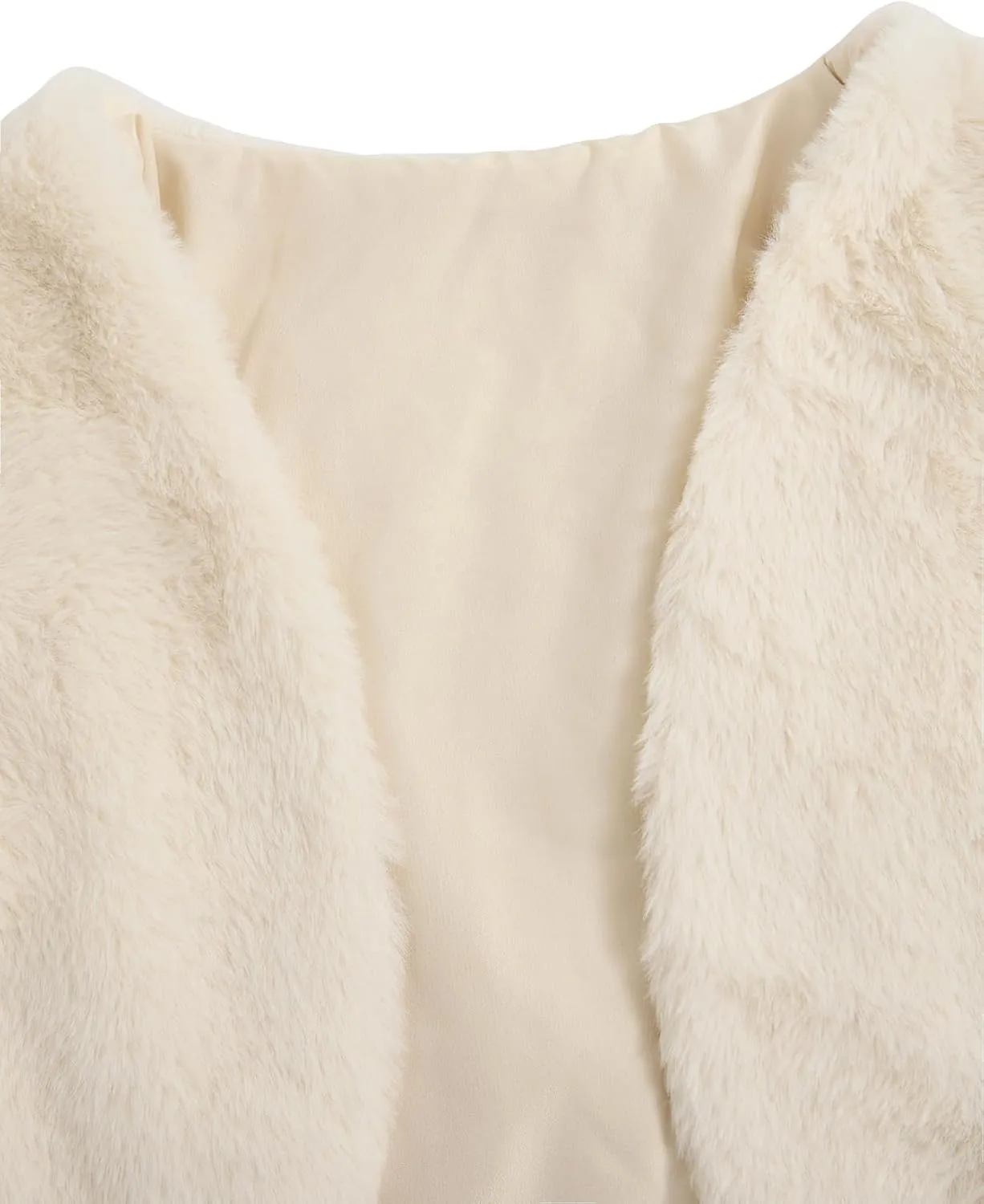 Verdusa Women's Open Front Long Sleeve Faux Fur Fuzzy Crop Jacket Outerwear Cardigan