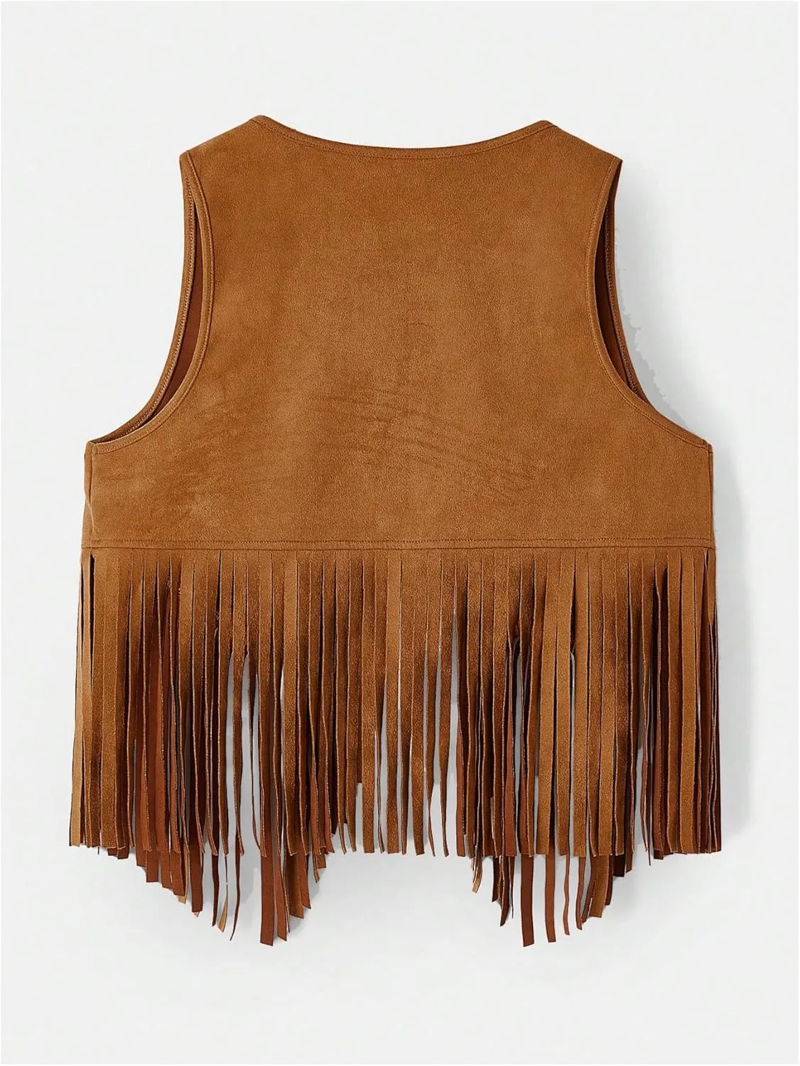 Verdusa Women's Sleeveless Faux Suede Fringe Vest Jacket Western Tassel Cardigan
