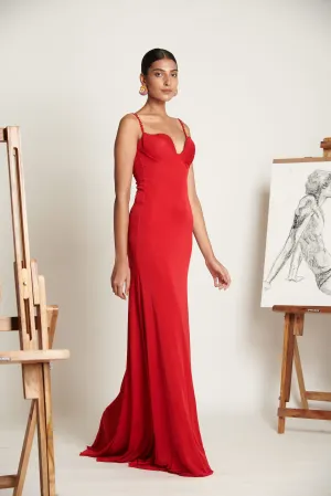 Vermillion Plunge Gown