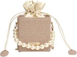 Versatile Bucket Bag for Women Shoulder Bags with Detachable Chain Strap Evening Purse Top Handle Bag Handbag