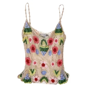 Vintage Intricate Floral Crochet Top (XS/S)