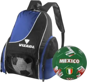 Vizari Solano Multi-Sport Backpack (Royal) with National Team Soccer Ball Combo | Versatile Sports Backpack with Durable Faux Leather & Rubber Country Ball (Mexico, Size 5)