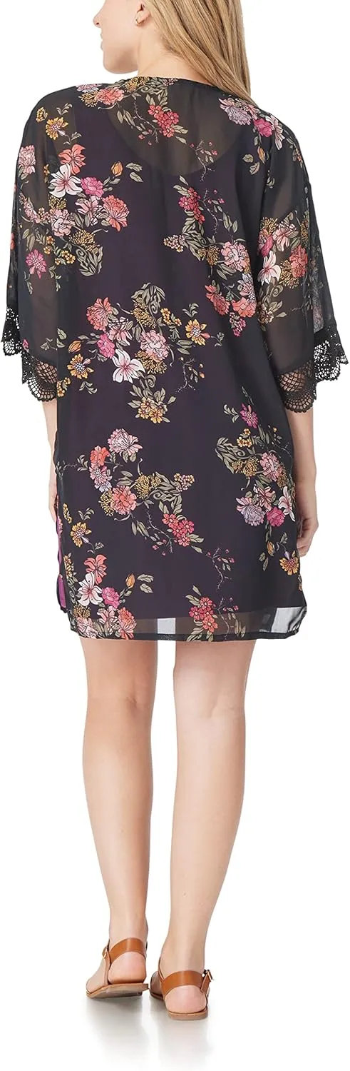 WallFlower Women's Sleeveless Swing Dress & Printed Kimono Set