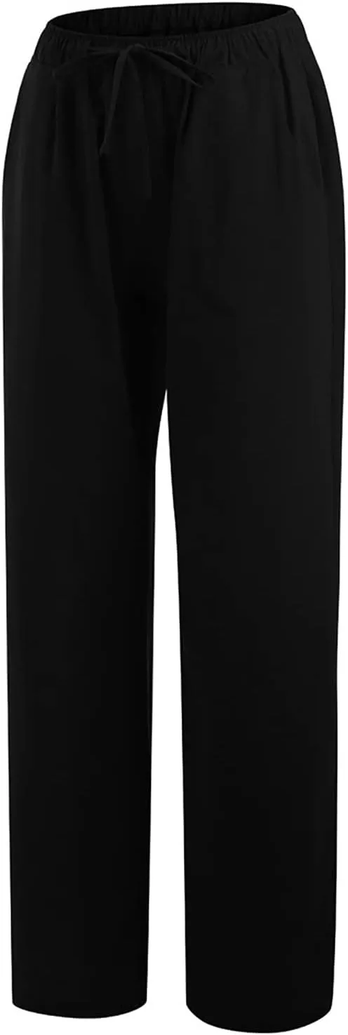Wide Leg Pants For Women Women's Casual Solid Color Tether Loose Yoga Trousers Summer Linen Pants For Women