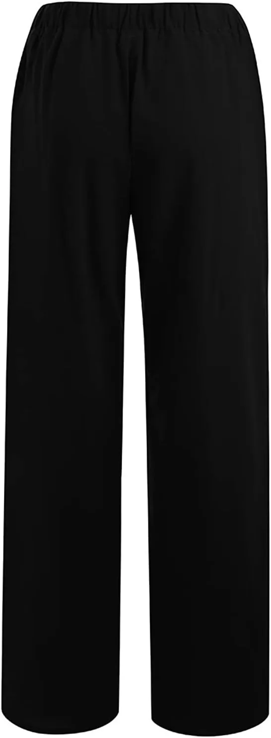 Wide Leg Pants For Women Women's Casual Solid Color Tether Loose Yoga Trousers Summer Linen Pants For Women