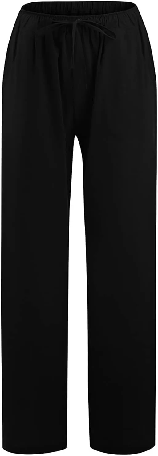 Wide Leg Pants For Women Women's Casual Solid Color Tether Loose Yoga Trousers Summer Linen Pants For Women