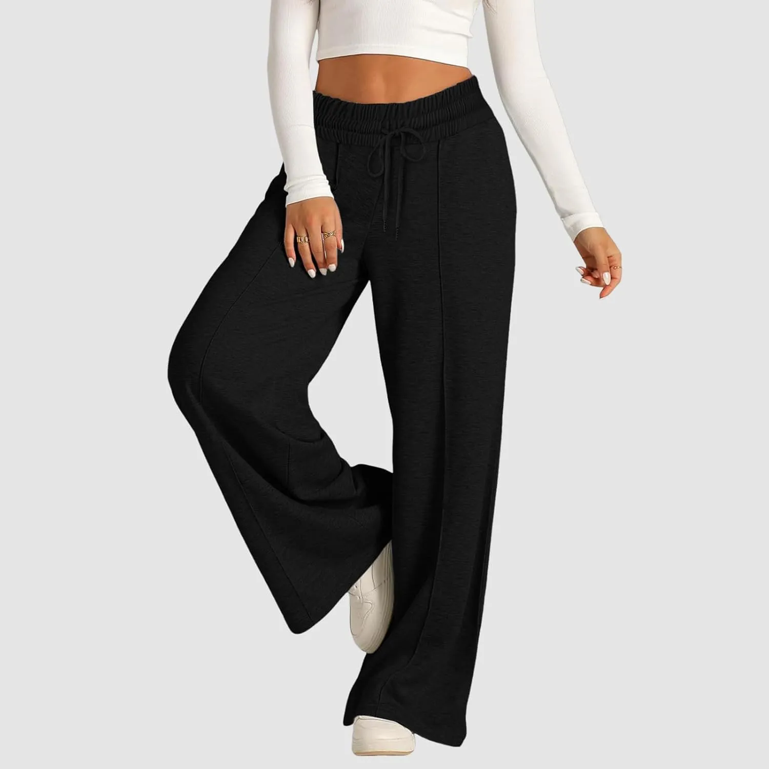 Wide Leg Sweatpants Women Joggers Baggy Straight Leg Sweat Pants High Waist Loose Casual Trousers Athletic Pants With Pocket