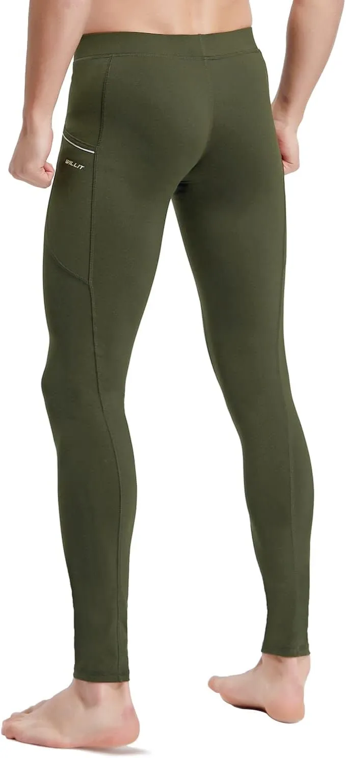 Willit Men's Active Yoga Leggings Pants Running Dance Tights with Pockets Cycling Workout Pants Quick Dry