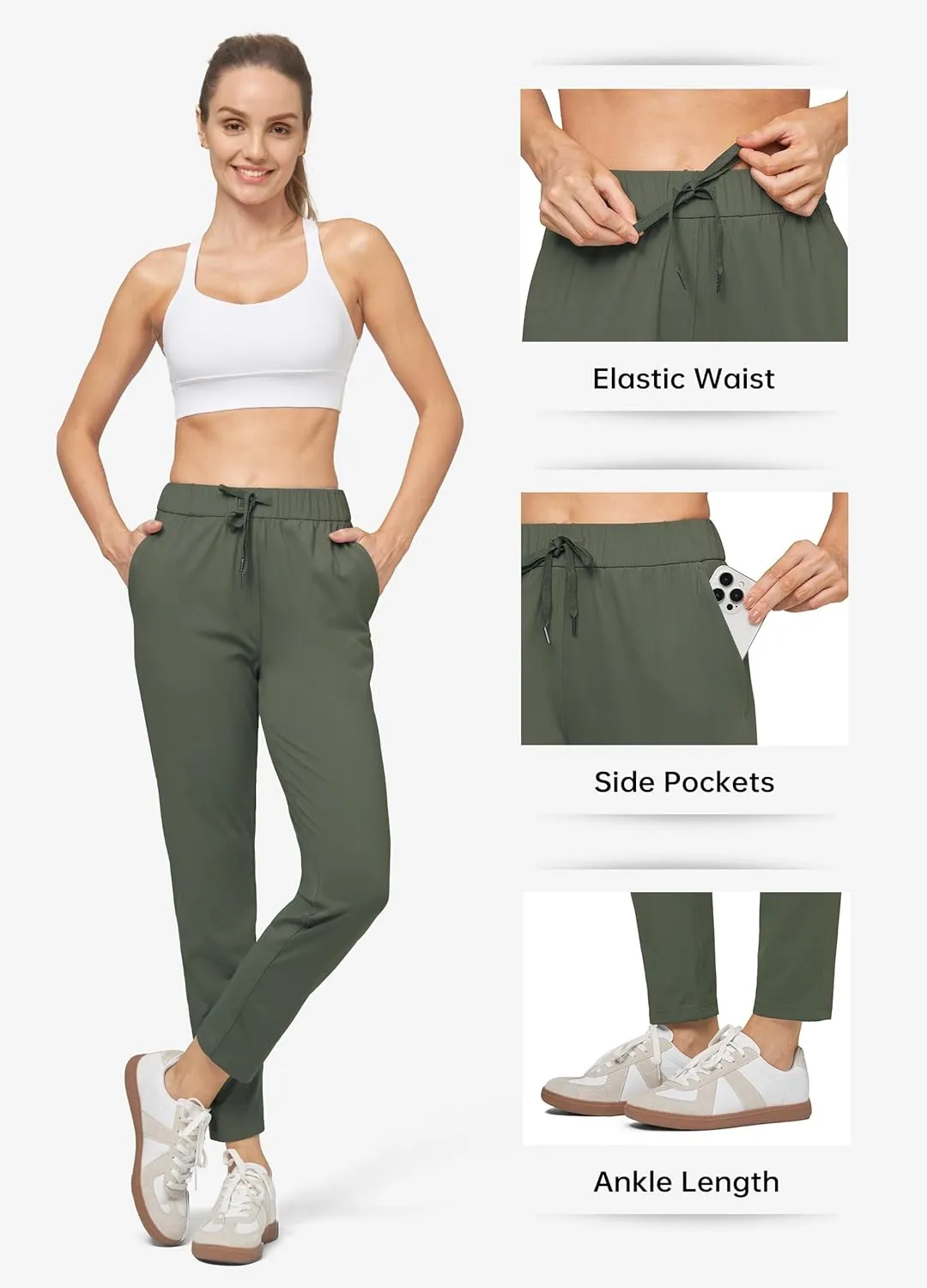 Willit Women's Golf Travel Pants Lounge Sweatpants 7/8 Athletic Pants Quick Dry On The Fly Pants