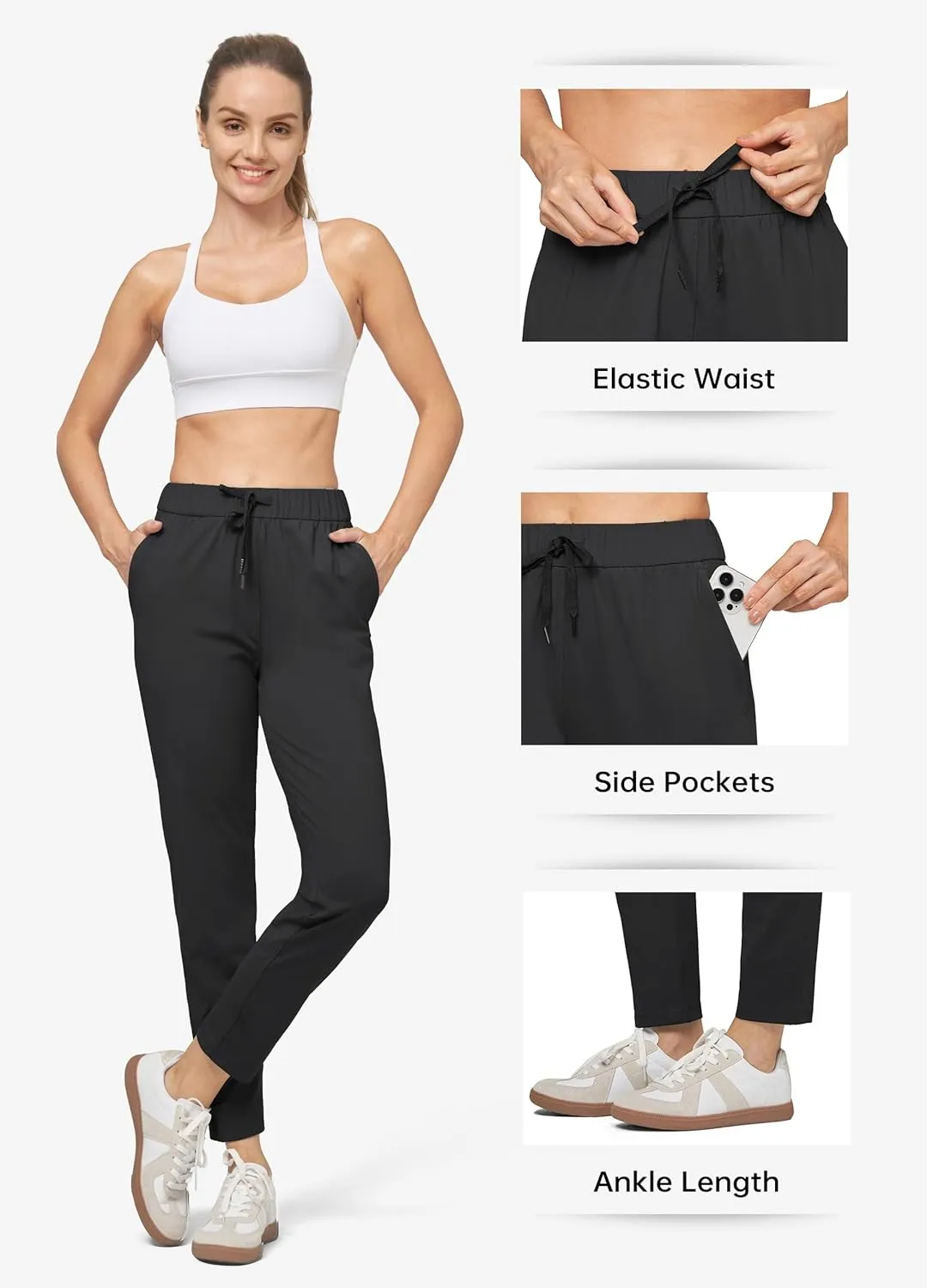 Willit Women's Golf Travel Pants Lounge Sweatpants 7/8 Athletic Pants Quick Dry On The Fly Pants