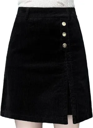 Women Corduroy Midi Skirt Long High Waisted A-Line Skirt Autumn and Winter Trend Versatile Short Skirt
