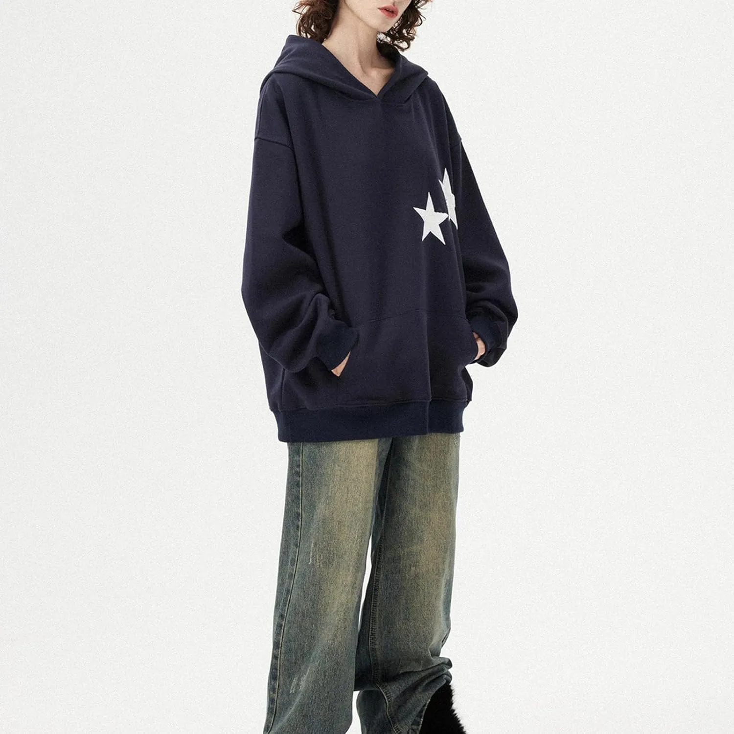 Women Graphic Oversized Hoodie Y2k Teen Girls Preppy Sweatshirt Long Sleeve Hooded Pullover Sweaters Aesthetic