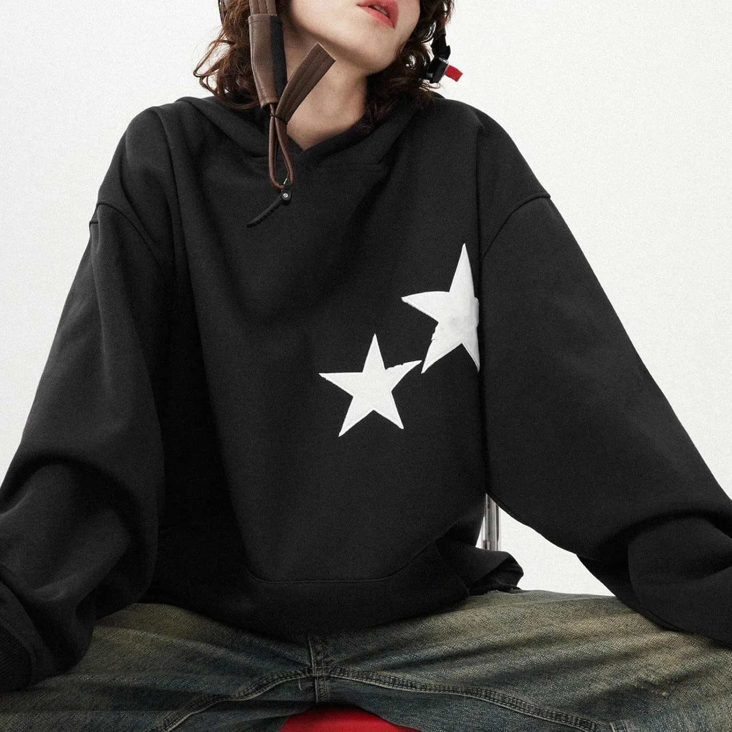 Women Graphic Oversized Hoodie Y2k Teen Girls Preppy Sweatshirt Long Sleeve Hooded Pullover Sweaters Aesthetic