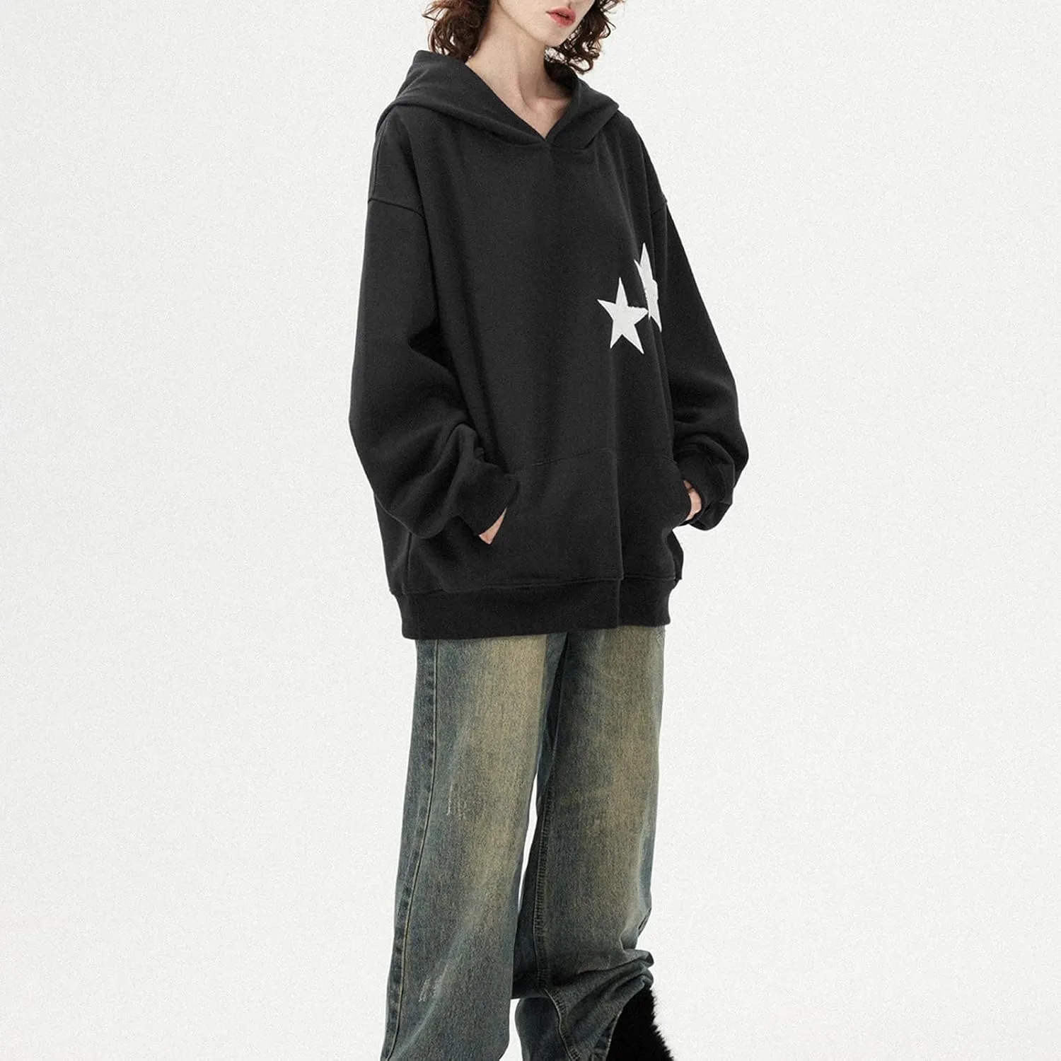 Women Graphic Oversized Hoodie Y2k Teen Girls Preppy Sweatshirt Long Sleeve Hooded Pullover Sweaters Aesthetic