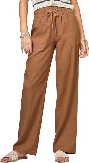 Women Linen Pants Wide Leg Palazzo Pants Cotton Linen Drawstring Summer Pants with Pockets 29"/31"/ 33"