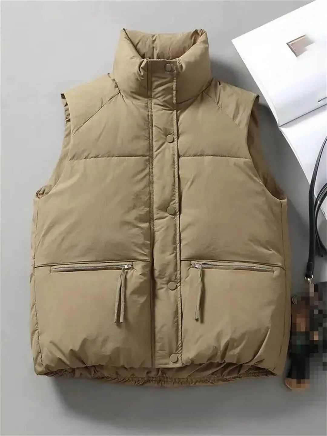 Women Warm Winter Down Cotton Vest Padded Sleeveless Jacket Female Vintage Warm Puffer Coats Zipper Vests