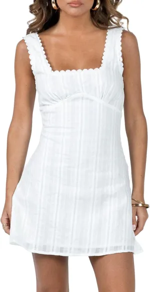 Women Y2k Lace Trim Mini Dress Sexy Sleeveless Backless Short Dresses Summer Floral Beach Sundress