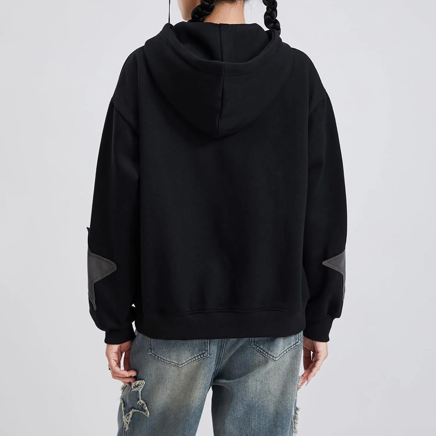 Women Y2k Zip Up Hoodie Vintage Star Graphic Fall Coat Long Sleeve Oversized Hooded Sweatshirt Harajuku Aesthetic Jackets