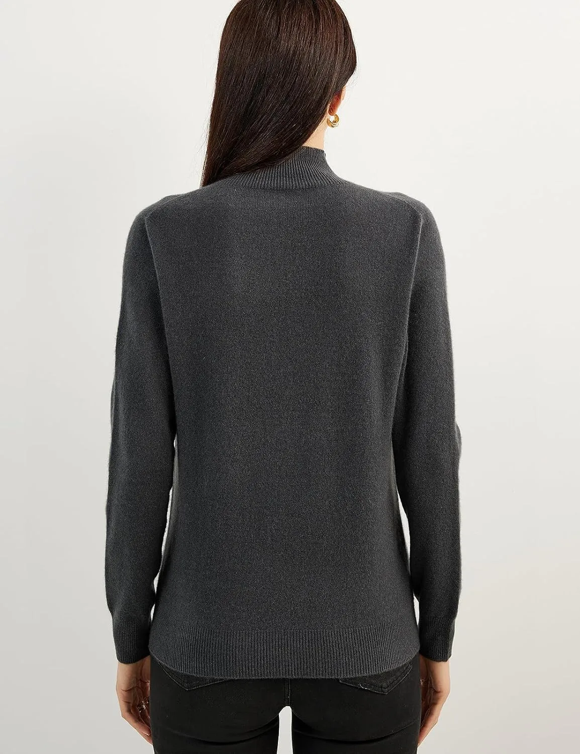 Women's 100% Pure Cashmere Sweater Mock Neck Long Sleeve Warm Leisure 2025 Fall Winter Knit Pullover