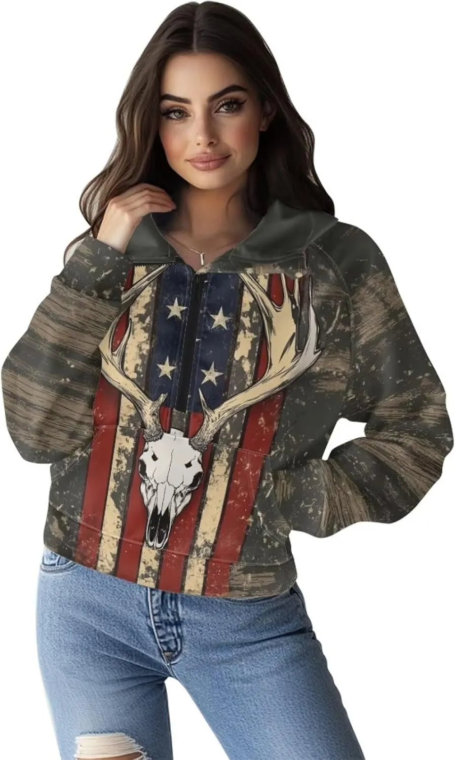 Womens 1/2 Zip Hoodie Crop Sweatshirt Long Sleeve Pullover Top Oversized Jacket Fall Fashion Outfit S-2XL