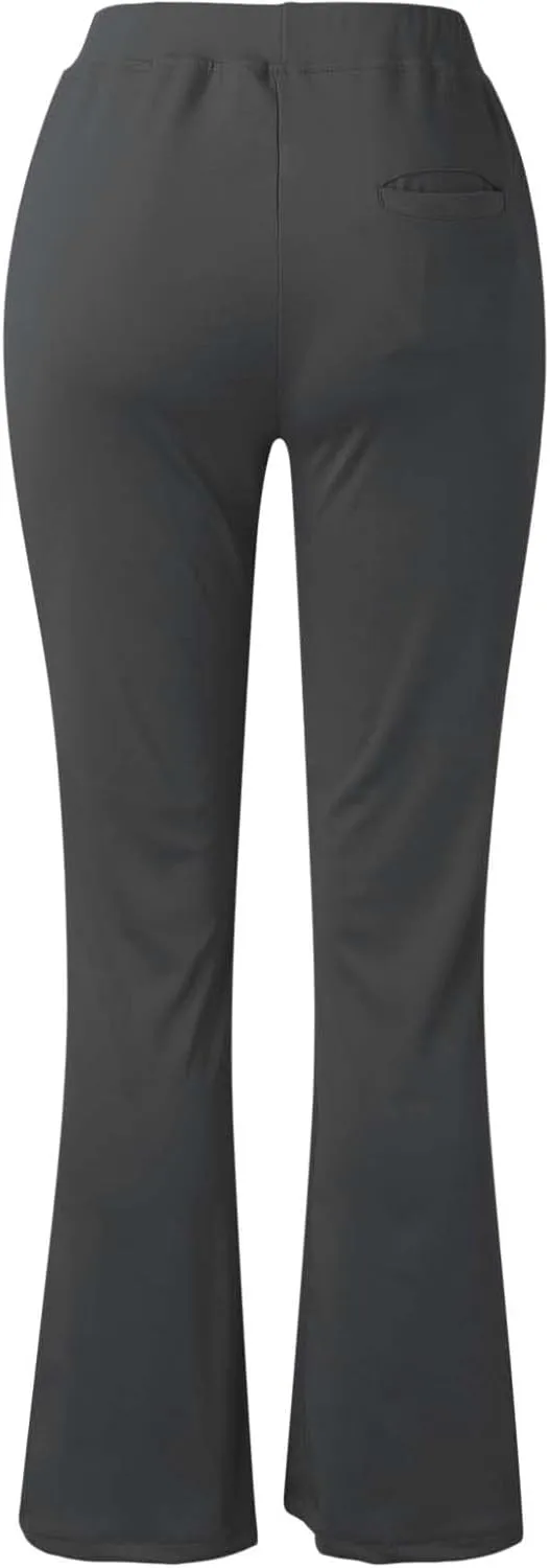 Womens Bootcut Dress Pants Business Casual Work Pants with Pockets High Waist Stretchy Trousers Pull On Office Slacks