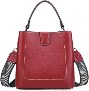 Women's Bucket Bag Handbag Shoulder Crossbody Bag Top Layer Cowhide Leather Chic Stylish Versatile Elegant Luxury