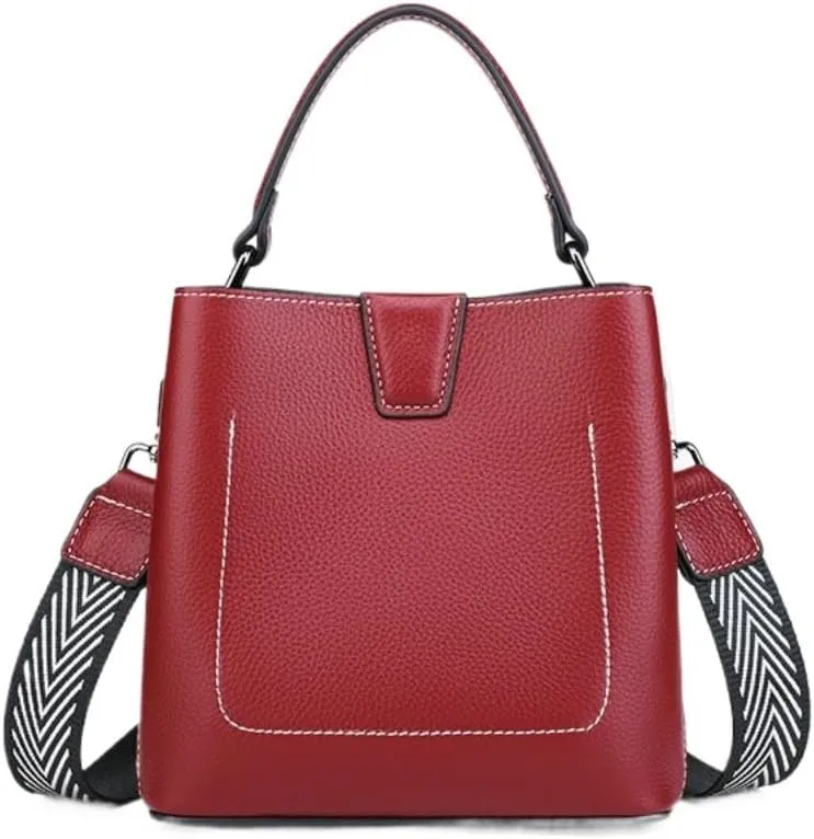 Women's Bucket Bag Handbag Shoulder Crossbody Bag Top Layer Cowhide Leather Chic Stylish Versatile Elegant Luxury