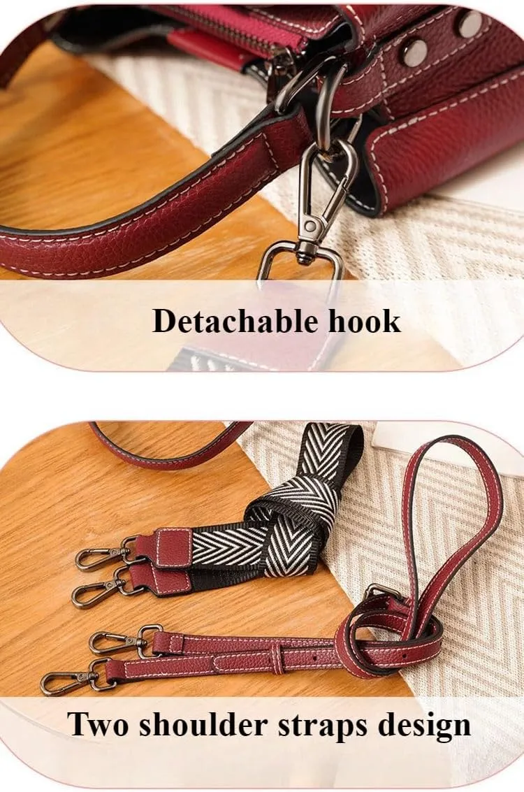 Women's Bucket Bag Handbag Shoulder Crossbody Bag Top Layer Cowhide Leather Chic Stylish Versatile Elegant Luxury