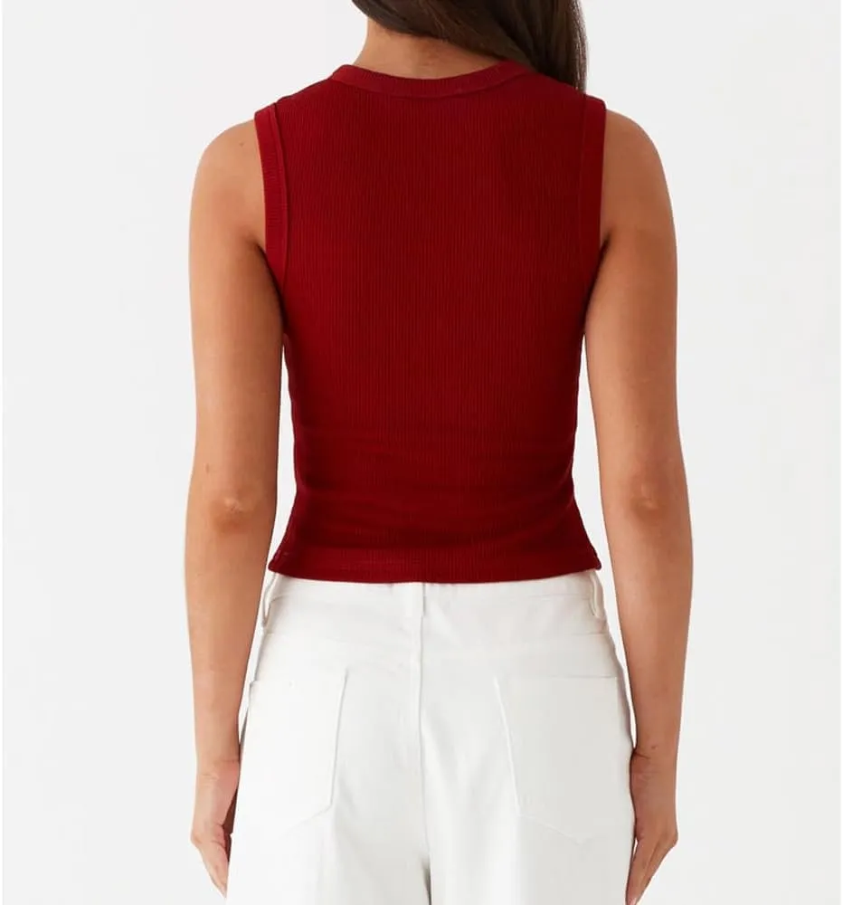 Women's Button Down Tank Tops Solid Ribbed Vest Sleeveless Slim Fit Cropped Cardigan Summer Going Out Tops