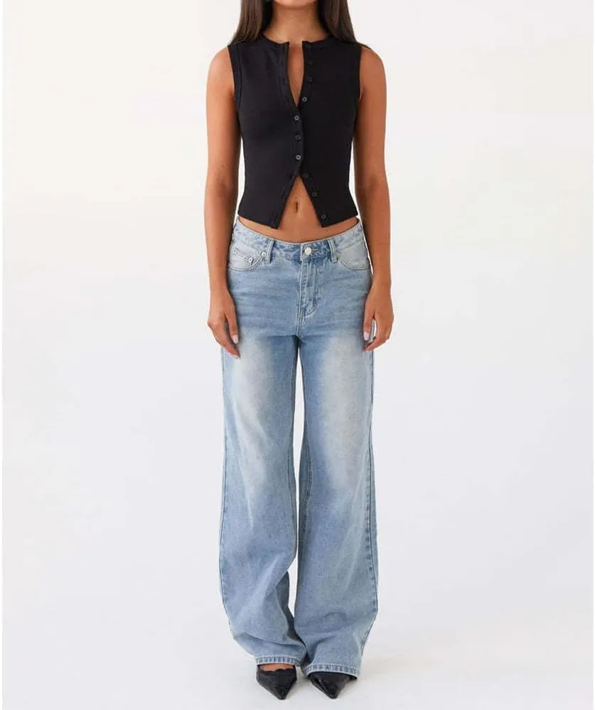 Women's Button Down Tank Tops Solid Ribbed Vest Sleeveless Slim Fit Cropped Cardigan Summer Going Out Tops