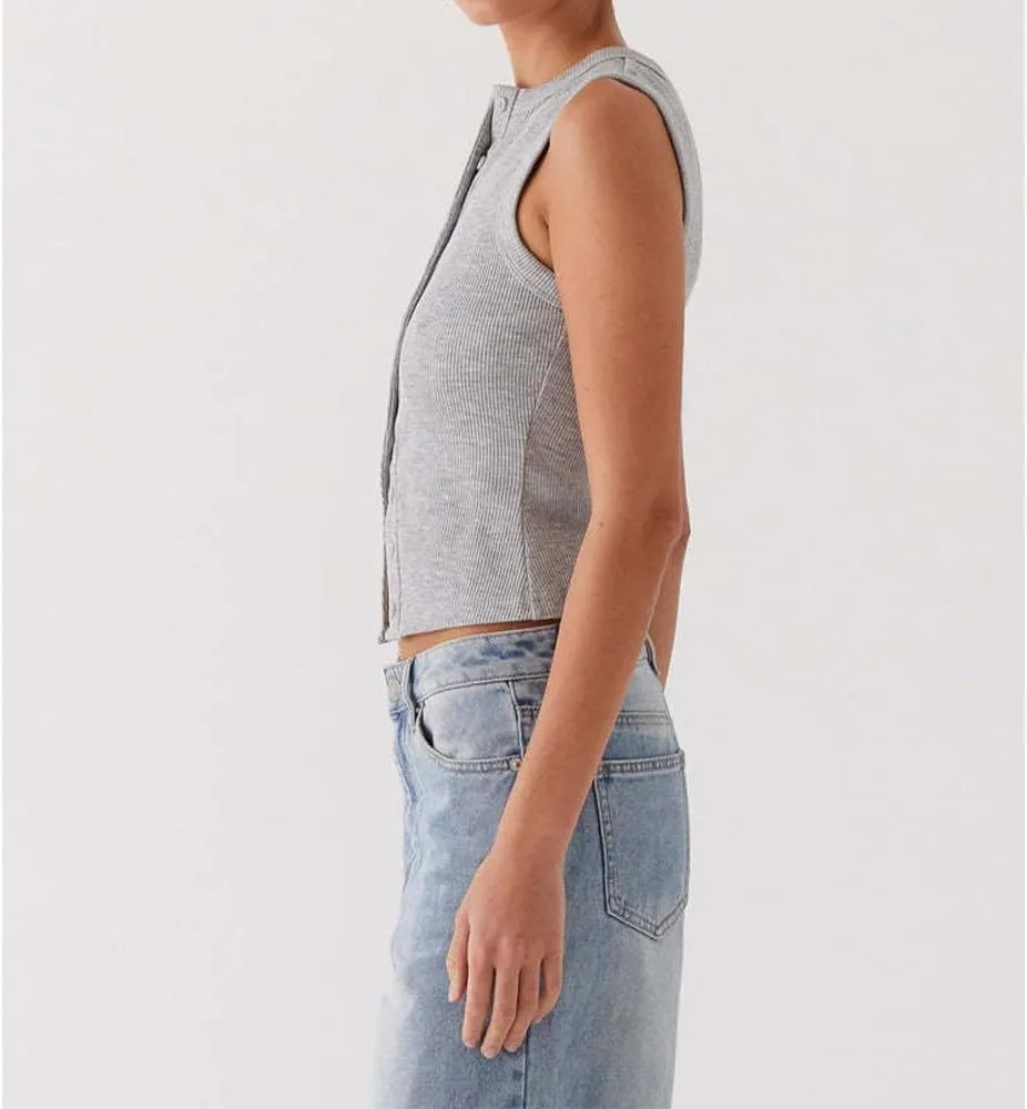 Women's Button Down Tank Tops Solid Ribbed Vest Sleeveless Slim Fit Cropped Cardigan Summer Going Out Tops