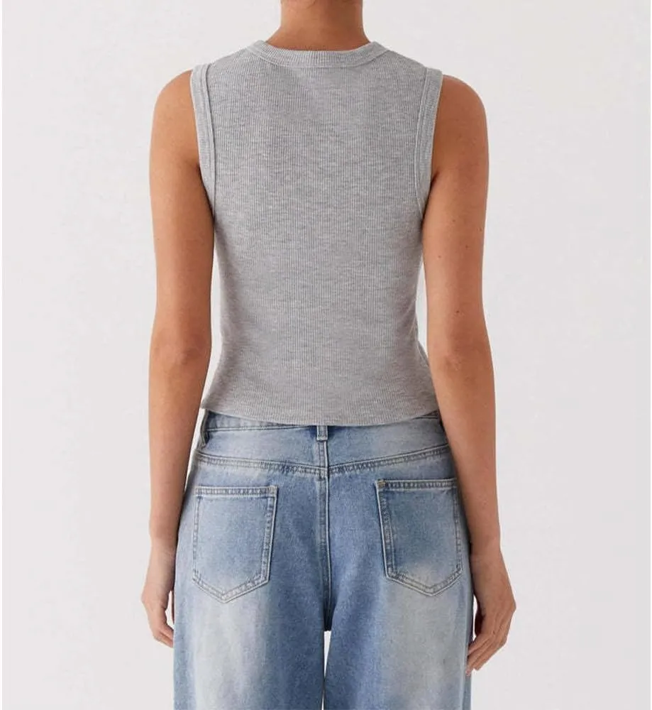 Women's Button Down Tank Tops Solid Ribbed Vest Sleeveless Slim Fit Cropped Cardigan Summer Going Out Tops