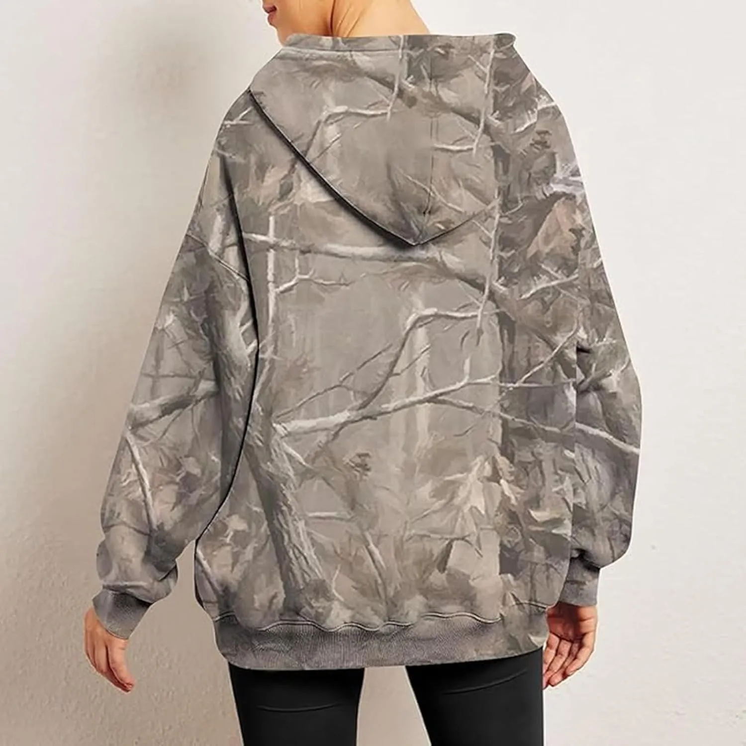 Womens Camo Sweatshirts Hoodies Long Sleeve Pullover Fleece Oversized Sweaters Casual Loose Tops with Pocket